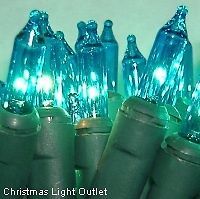 100 Teal Turquoise Mini Christmas String Lights Set 33ft Green Wire In 