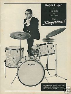 1966 SLINGERLAND Drums Flame Pearl Finish Roger Fugen Lido, Paris 