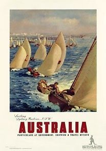 Sailing, Sydney Harbour, Australia. Vintage Travel poster by James 
