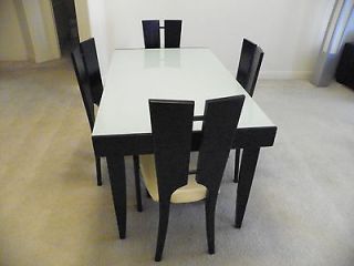 frosted glass top dining table 5 piece 