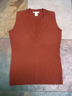 CAbi Sleeveless Lambs Wool Tunic Length Sweater Vest RUST Size XSmall 