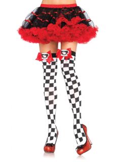   Checkerboard Thigh Highs Stockings for Womens Mad Hatter Costumes