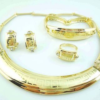18K Gold plated Necklace bracelet earring ring jewelry set TZ41