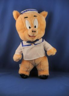 VERY NICE 1998 Looney Tunes 13 NAVY SAILOR PORKY PIG Plush Stuffed 