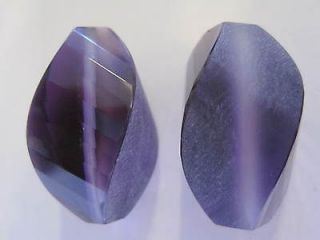   Hand Cut Crystal Amethyst Beads from Italy   Large 25x15mm   Rare Find