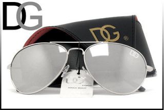 DG Aviator Designer Sunglasses MIRROR UV400 Lenses SILVER DG CASE High 