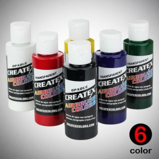 new 6 createx primary airbrush colors paint kit 2oz set
