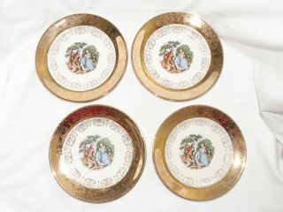 SABIN CREST O GOLD WARRANTED 22K TRANSFER PATTERN SMALL PLATES