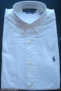 NWT New Polo Ralph Lauren Buttondown Shirt Solid White Medium M