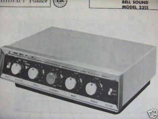 bell sound 2315 amplifier photofacts photofact  
