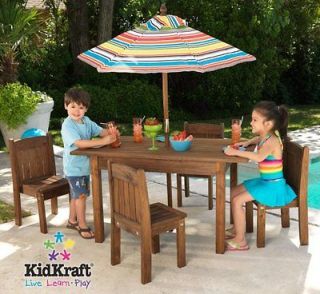 kidkraft kids outdoor table four chair set w umbrella new