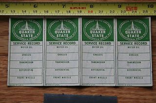   1930s or 40s QUAKER STATE OIL CHANGE REMINDER STICKERS old logo