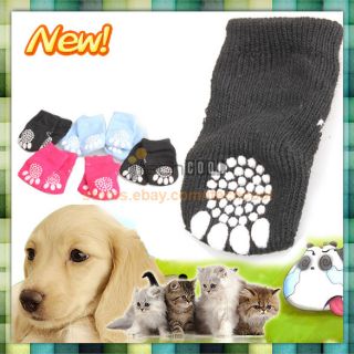 4Pcs Cute Lovely Hot Sale Puppy Dogs Pet Knits Socks Anti Slip Skid 