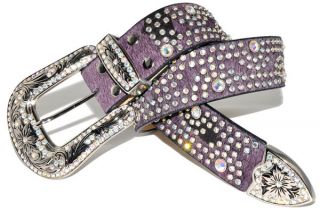 NEW Wildfire Bling Belt Leather Swarovski Crystals Purple $199