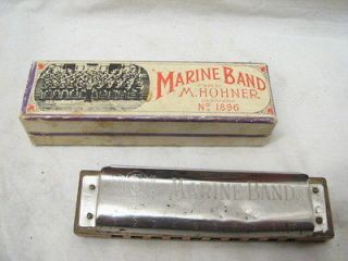 Newly listed MARINE BAND HARMONICA With Box & Instructions ~ 1896 Key 