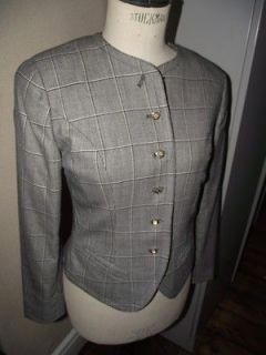 DAKS SIGNATURE 1980S 100% WOOL PRINCE OF WALES CHECK JACKET 8 VERY 