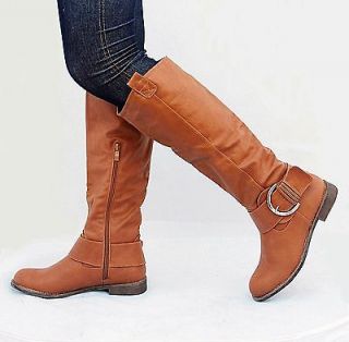 new womens ej01 cognac tan western riding knee high boots