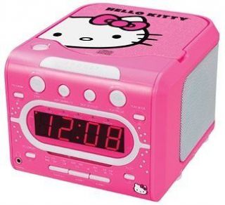 Hello Kitty AM/FM Stereo Alarm Clock Radio With Top Loading CD Player