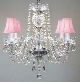 CRYSTAL CHANDELIER CHANDELIERS LIGHTING WITH PINK COLOR CRYSTAL