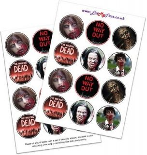 24x ZOMBIES Walking Dead Halloween Edible Fairy Cup Cake Toppers 