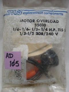 Mars / Klixon Motor Overload 35010 , 1/8   1/6   1/5   1/4 HP @ 115V 