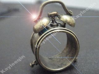   Alarm Clock Watch 3D Copper Kitsch Finger Ring Steampunk Top Gothic