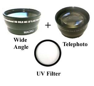 Wide Lens + Tele lens + Filter for Canon HF M40 M41 M400 M50 M52 M56 