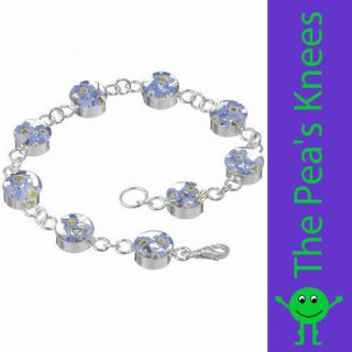 real flower forget me not silver bracelet boxed gift from