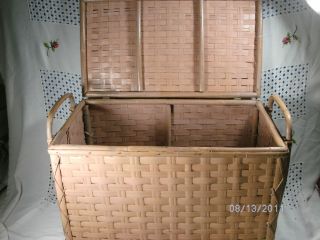 vintage child size pink bamboo wicker clothes hamper one day