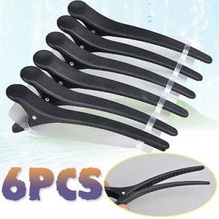 6pcs Black Matte Hairdressing Section Hair Clip Grip Salon Clamps L 