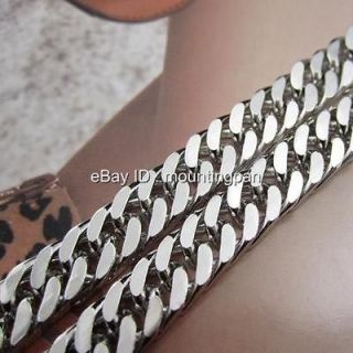   White Gold Filled Mens Necklace Double curb Chain 24120g GF Jewelry
