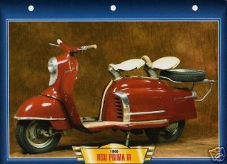 nsu prima iii 3 1960 motorcycle big card motorrad from