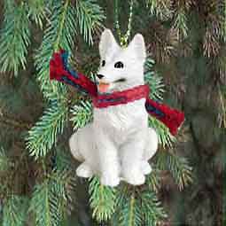 german shepherd white holiday ornament new 