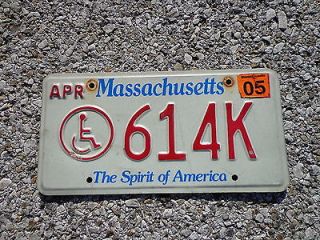 massachusetts 2005 wheel chair license plate 614k 