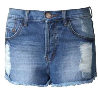 glamorous denim blue mid light wash hot pants ripped custom