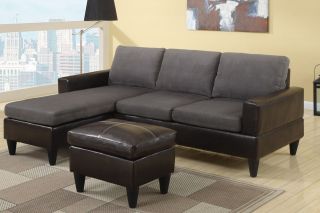 Sectional Sofa Sectional Couch in Grey Microfiber / Leather Sectionals 