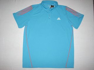 Adidas Mens Climacool Response Traditional Tennis Polo T Shirt Cyan 