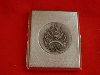vintage mid century silver tone cigarette case used time left