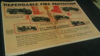 1926 American La France Fire Truck Advertising Fireman Firefighting 