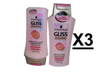 Schwarzkopf Gliss Liquid Silk Gloss Duo 3x250ml Shampoo + 3x200ml 