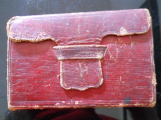 Antiquarian Christian Religious 1800s Red Leather Travel Pocket Bible