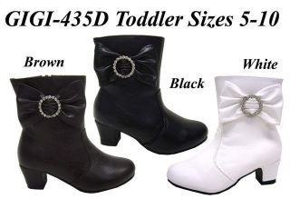 New Little Angels Gigi435D Toddler Girls Boots with Diamond Buckle