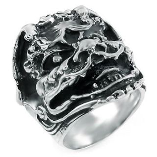Sterling Silver Oxidized Foo Dog Chinese Lion Mens Ring