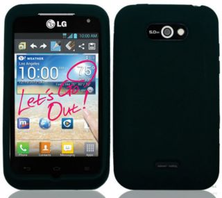 Black Silicone Rubber Skin Cover Case Metro PCS LG Motion 4G MS770 MS 