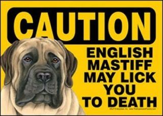 english mastiff may lick you to death sign 5 x