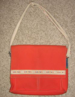 loewe italian orange canvas laptop messenger bag