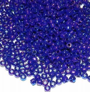 Dark Blue Opaque Rainbow 6/0 4mm Matsuno Dyna Mites Glass Seed Bead 