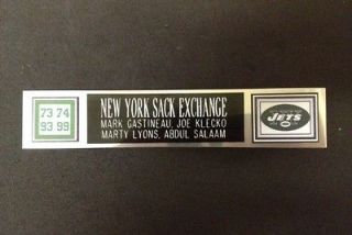 THE NEW YORK SACK EXCHANGE NAMEPLATE FOR AUTOGRAPHED JETS BALL JERSEY 