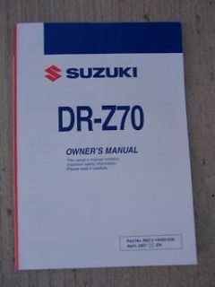 2007 Suzuki DR Z70 Motorcycle Owner Manual Off Road Youth Child Safety 