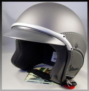   Scooter Dark Grey Helmet Soft Touch Black Leather DOT Approved NEW